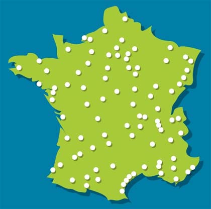 Carte  des agences Adecco France